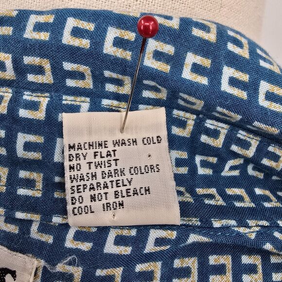 Vintage Tribes From the Land of the Brave Teal Button Front Short Sleeve Shirt L - Picture 6 of 7